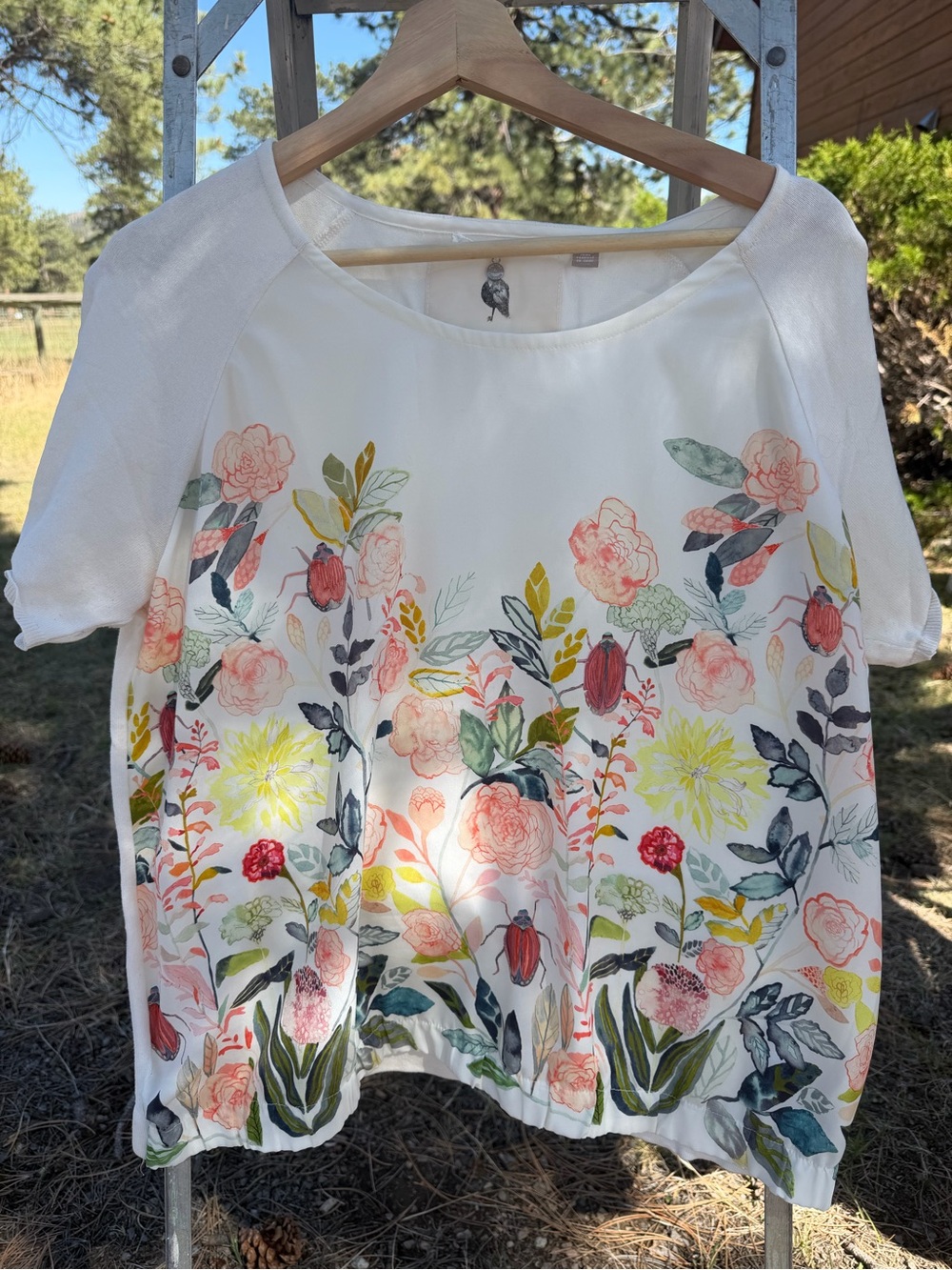 Floral Print White Women’s Short Sleeve Top